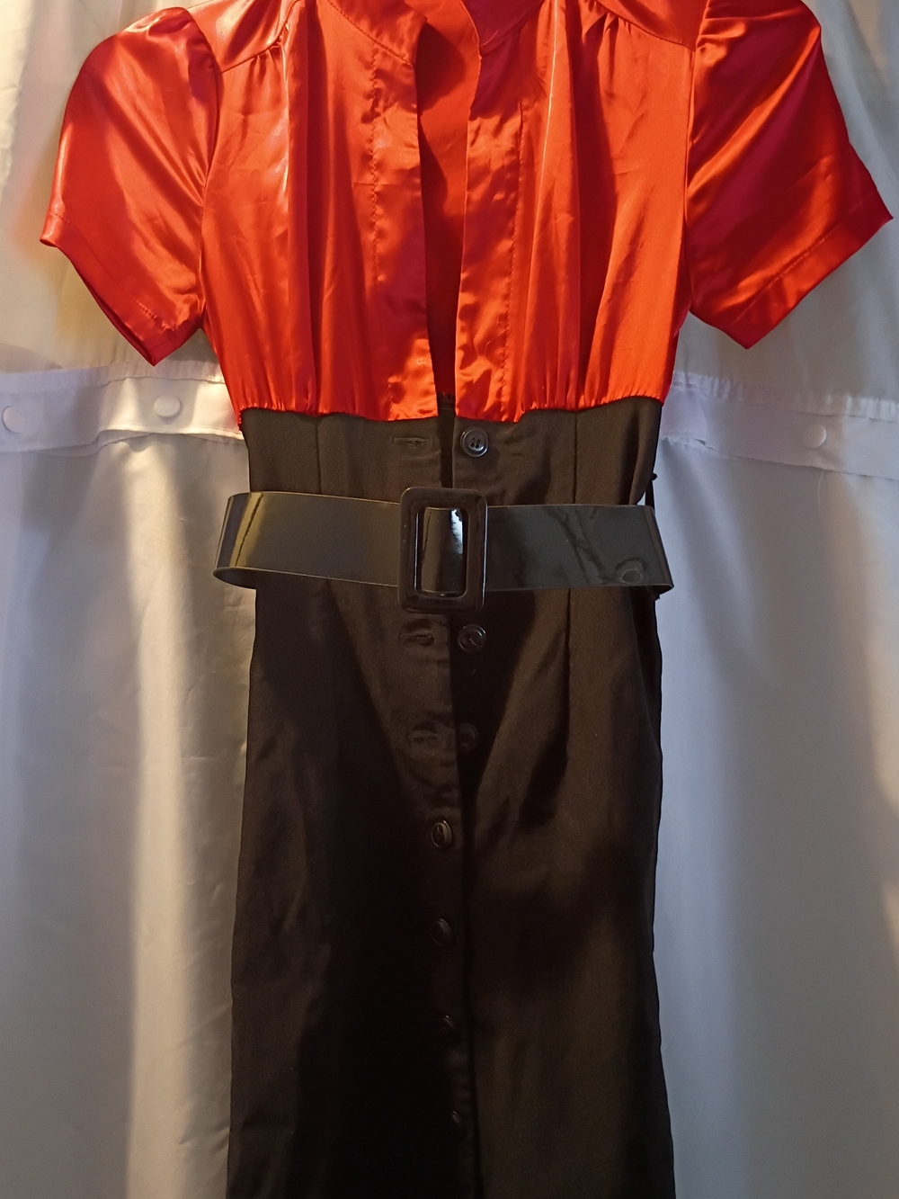 Windsor Red and Black Two-Tone Mini Dress with Belt